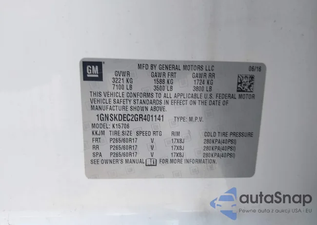 1GNSKDEC2GR401141: 42579563