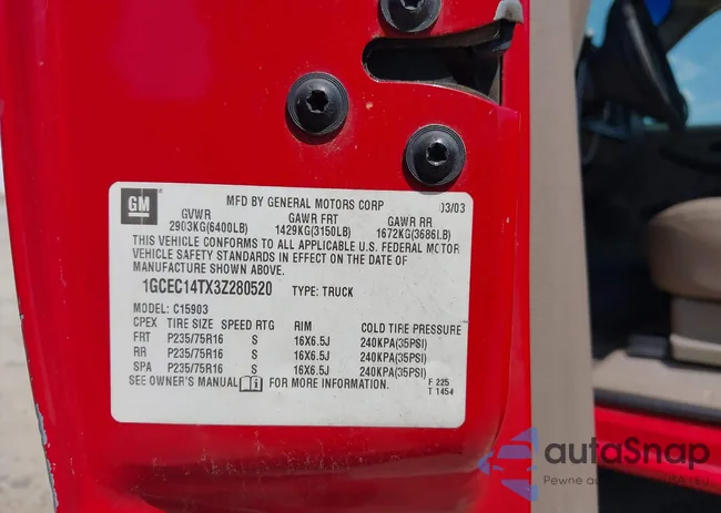 1GCEC14TX3Z280520: 42579669