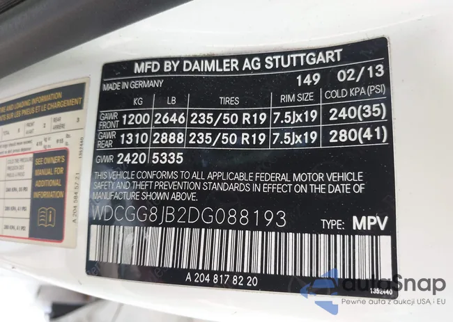 WDCGG8JB2DG088193: 42579816