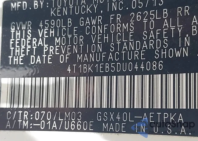 4T1BK1EB5DU044086: 42580083