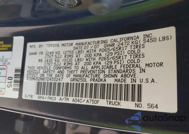 5TEMU52N87Z455247: 42579120