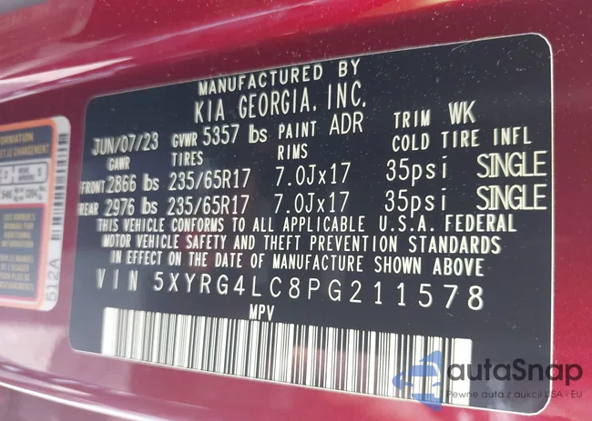 5XYRG4LC8PG211578: 42579246