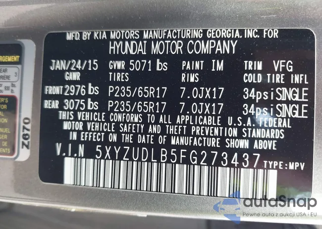 5XYZUDLB5FG274737: 42580624