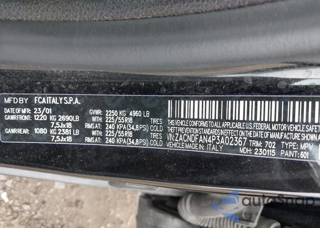 ZACNDFAN4P3A02367: 42580752