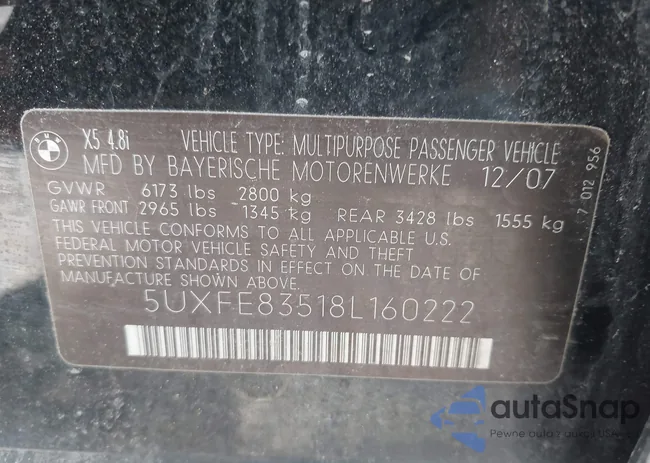 5UXFE83518L160222: 42580407