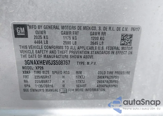 3GNAXHEV6JS508767: 42581573