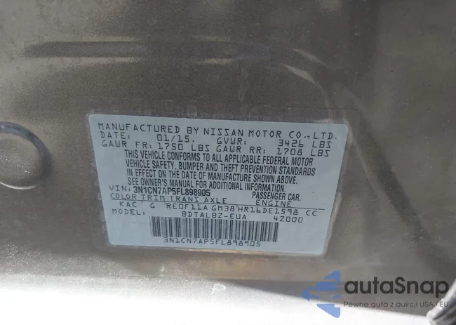 3N1CN7AP5FL898905: 42581635