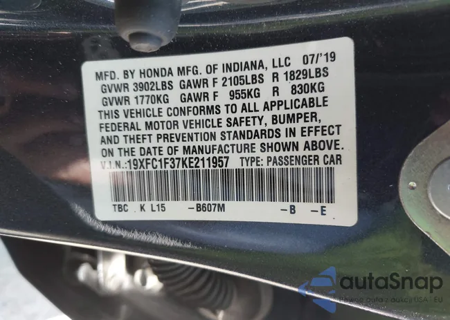 19XFC1F37KE211957: 42581701