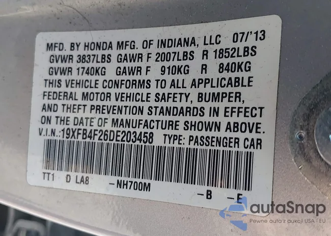 19XFB4F26DE203458: 42581813