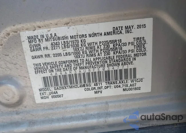 4A4AR3AU8FE034771: 42581821