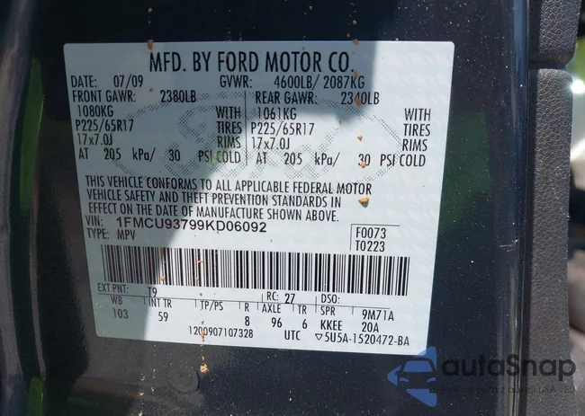 1FMCU93799KD06092: 42581410