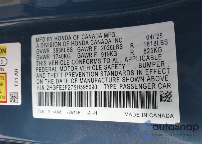 2HGFE2F27SH595090: 42581455