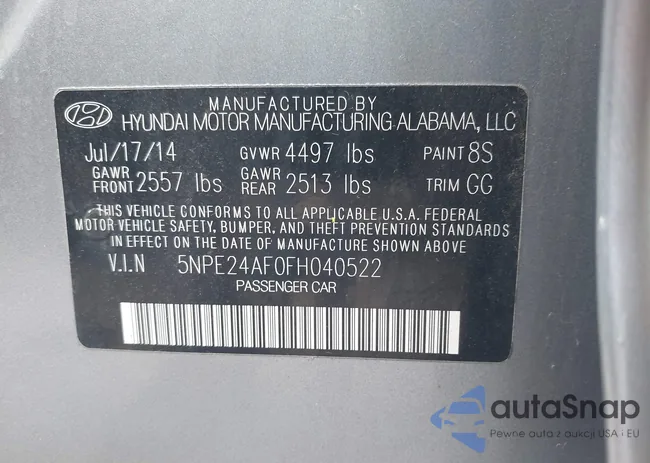 5NPE24AF0FH040522: 42582541