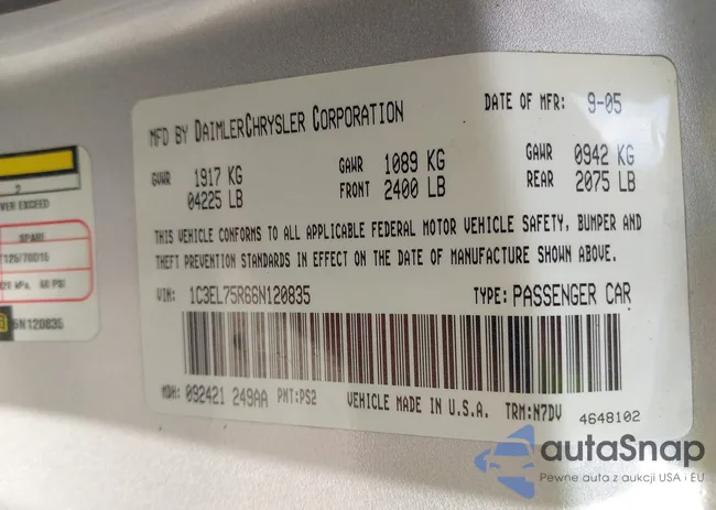 1C3EL75R66N120835: 42582586