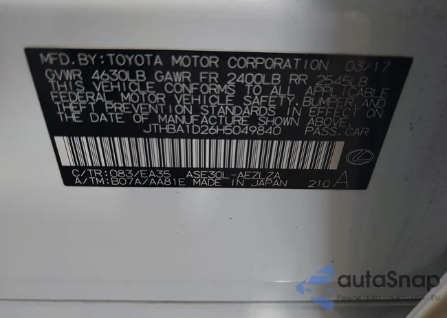 JTHBA1D26H5049840: 42582591