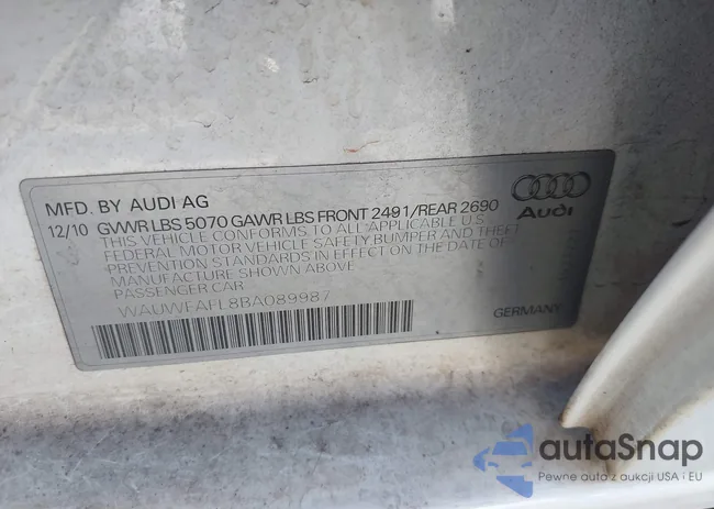 WAUWFAFL8BA089987: 42582809