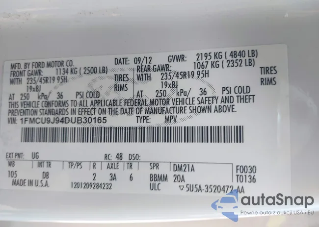 1FMCU9J94DUB30165: 42582822