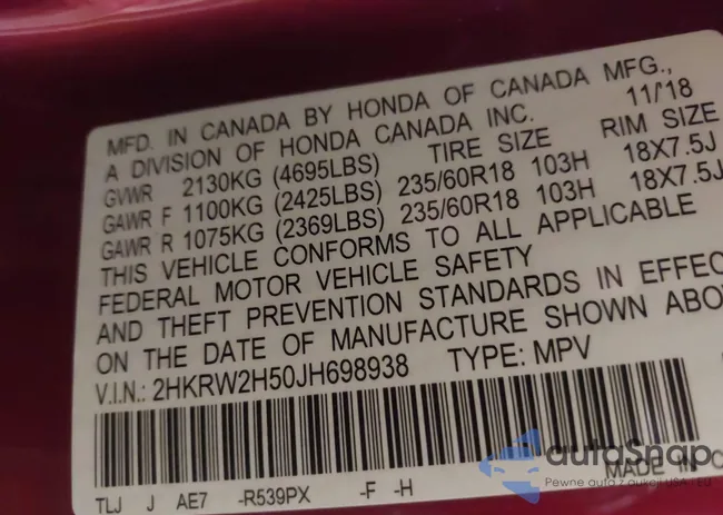 2HKRW2H50JH698938: 42583044