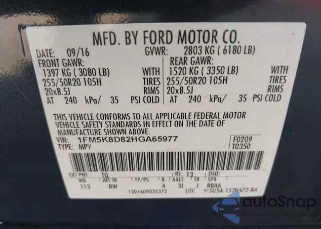 1FM5K8D82HGA65977: 42583077