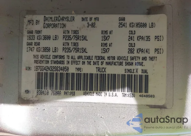 1B7GG42N32S634050: 42582142