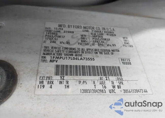 1FMPU17L04LA73555: 42582202