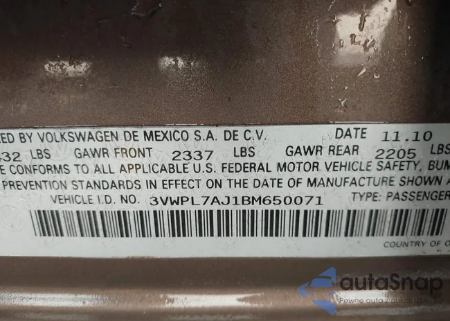 3VWPL7AJ1BM650071: 42582418