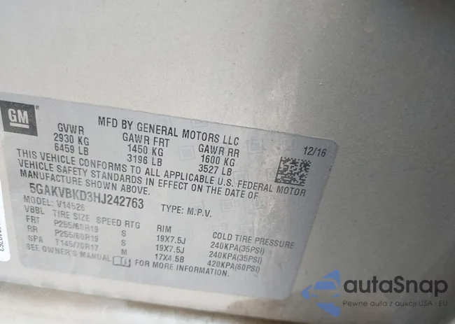 5GAKVBKD3HJ242763: 42583570