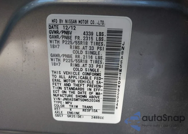 JN8AS5MT5DW520346: 42583599