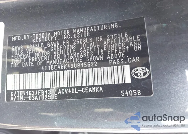 4T1BE46K49U815622: 42583675