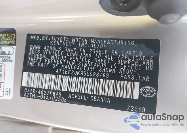 4T1BE30K95U988789: 42583694