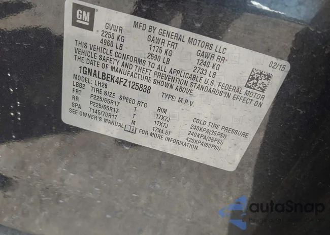 1GNALBEK4FZ125838: 42583807