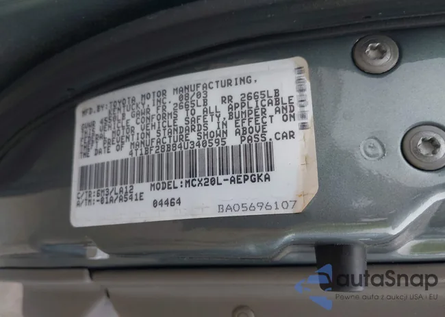 4T1BF28B84U340595: 42583984