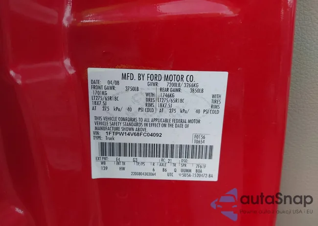 1FTPW14V68FC04092: 42583991