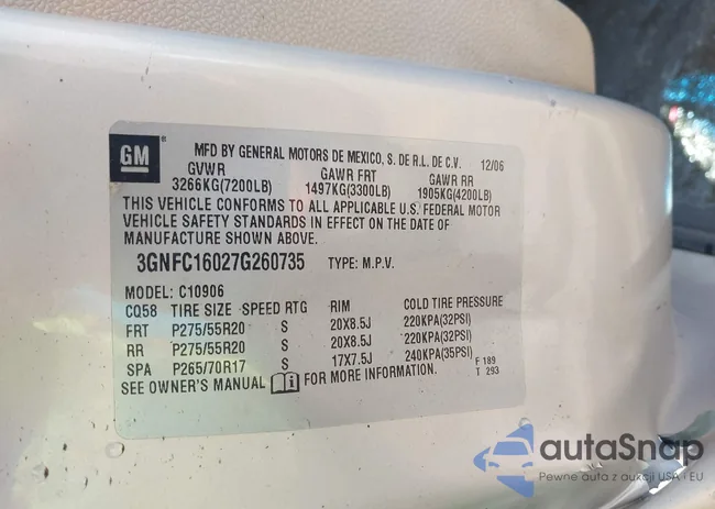 3GNFC16027G260735: 42584003