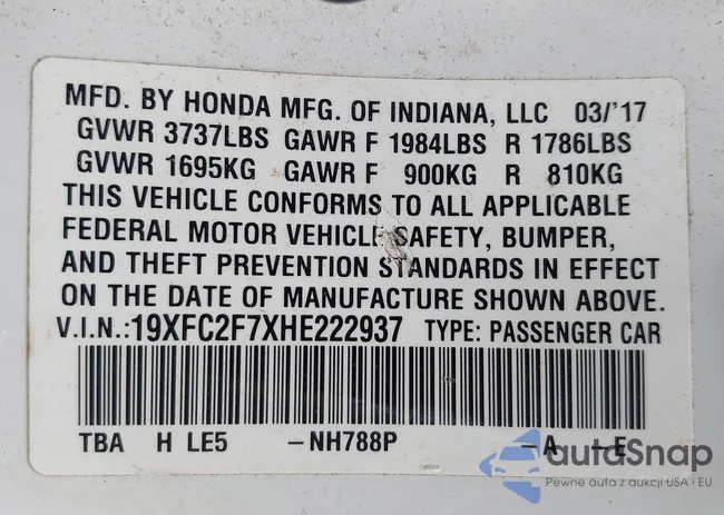 19XFC2F7XHE222937: 42584527