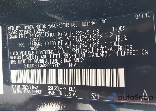 5TDDK3DC6BS005317: 42584654