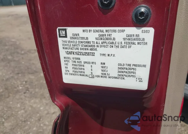 1GNFK16Z23J258722: 42584679