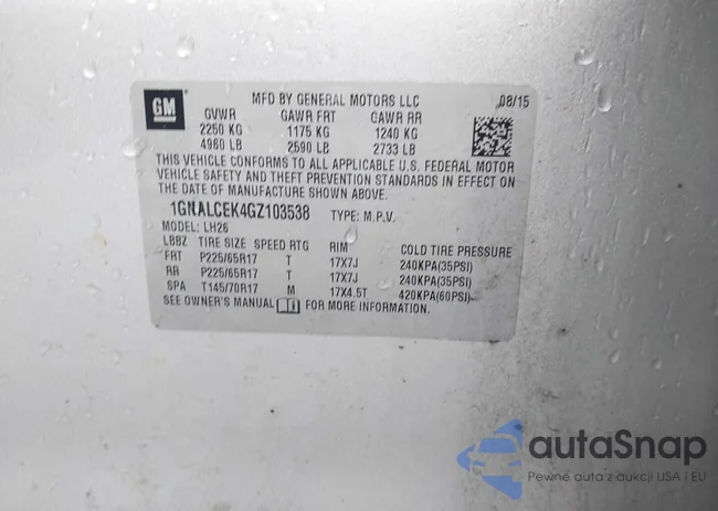 1GNALCEK4GZ103538: 42584952