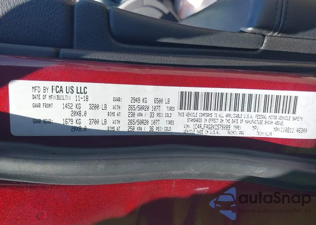 1C4RJFAG2KC579089: 42584124