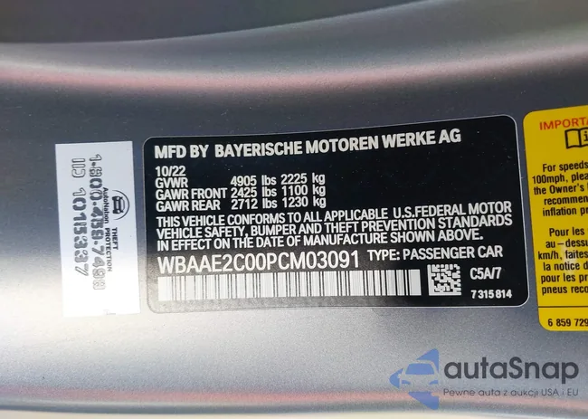 WBAAE2C00PCM03091: 42584273