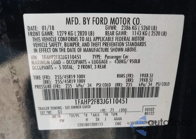 1FAHP2F83JG110451: 42584460