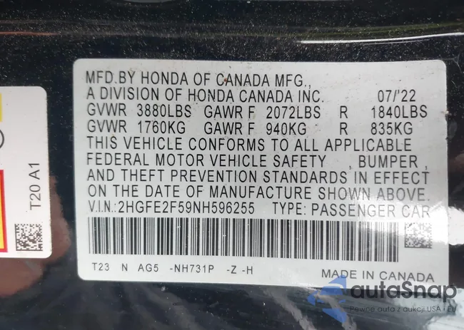 2HGFE2F59NH596255: 42585656