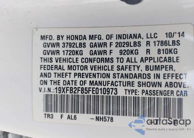 19XFB2F85FE010973: 42586029