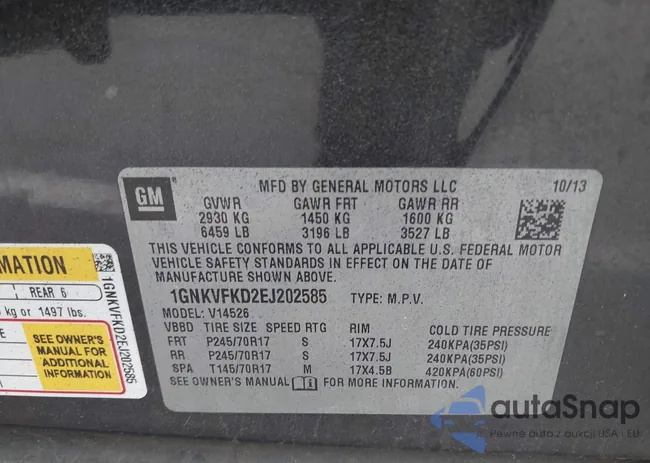 1GNKVFKD2EJ202585: 42585179