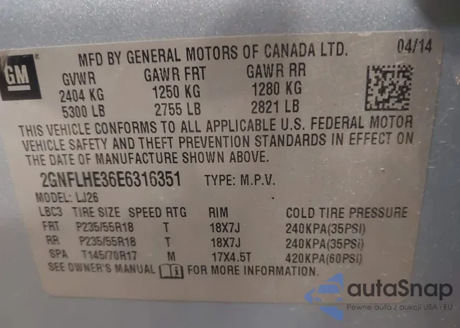 2GNFLHE36E6316351: 42585307