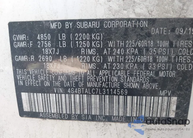 4S4BTALC7L3114569: 42585415