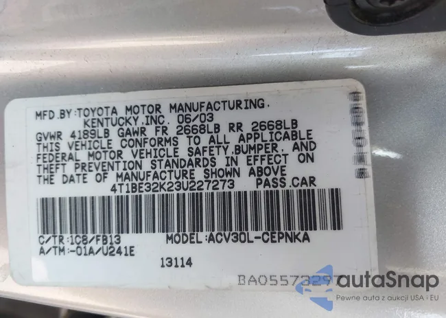 4T1BE32K23U227273: 42586111