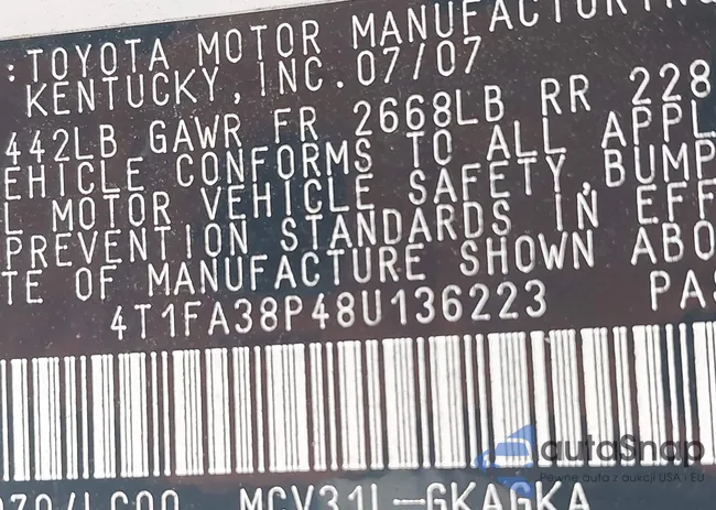 4T1FA38P48U136223: 42587781