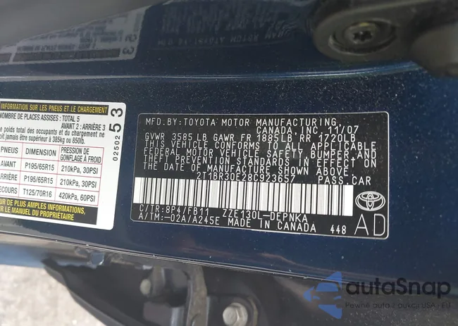 2T1BR30E28C923657: 42587854