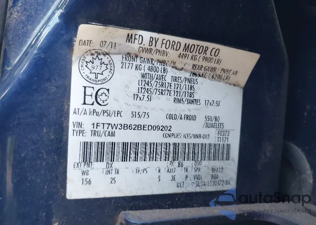 1FT7W3B62BED09202: 42587987